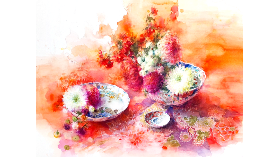 永山裕子 水彩画展 水の上で歌う」 1日で1枚の作品を仕上げる。作家